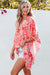 Rose kimono style blouse in v * collar