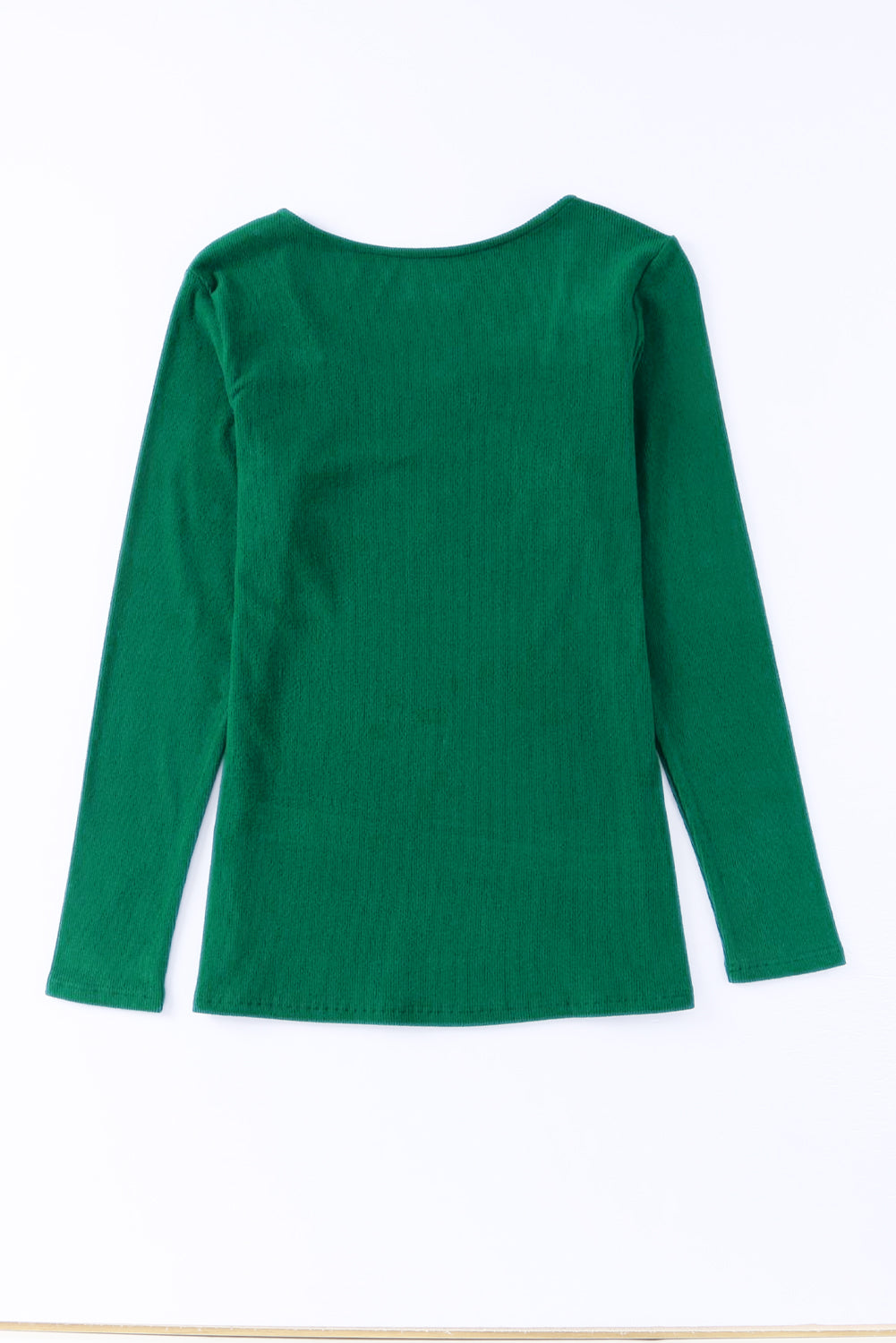 Green Lace Crochet V Neck Long Sleeve Top