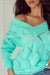 Green Pull Mint en Openwork Knit en V * Collar