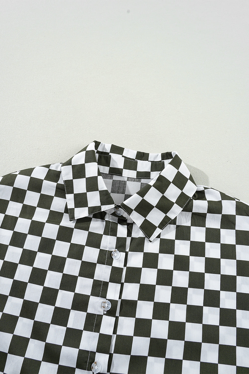 Chemise décontractée ample imprimée à damier à épaules tombantes verte-A WOMAN WE LOVE