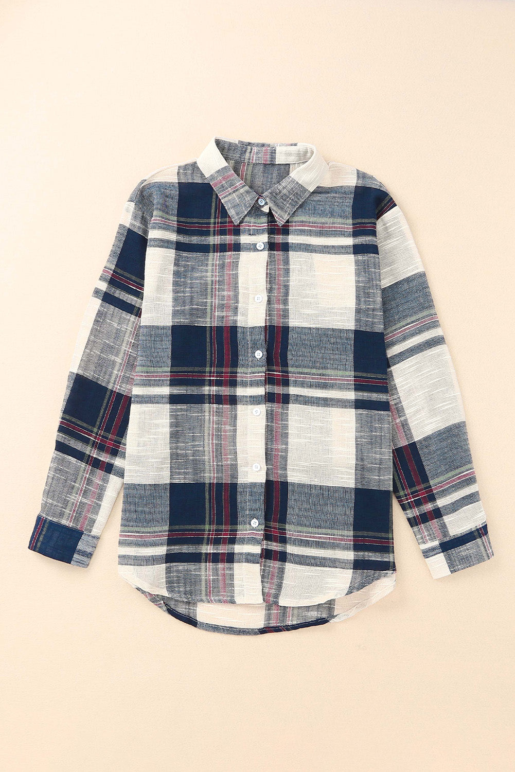 Chemise à imprimé à plaid à bord brut bleu en détresse