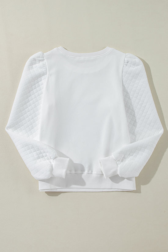 United white sweatshirt with puffy sleeves and round neck