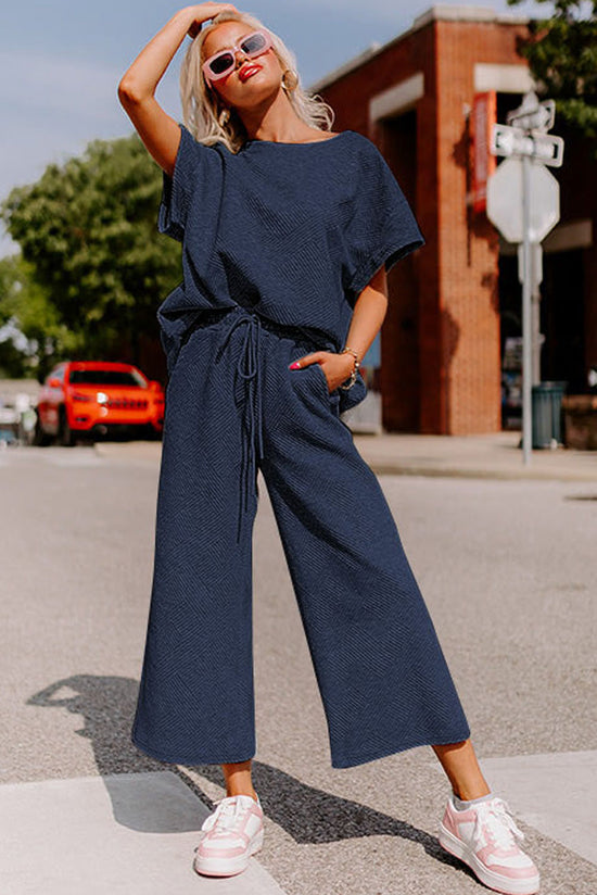 Camiseta sin camiseta Textured Navy Blue *