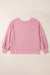 Pink Waffle Knit Bishop Sleeve Split Oversized Top