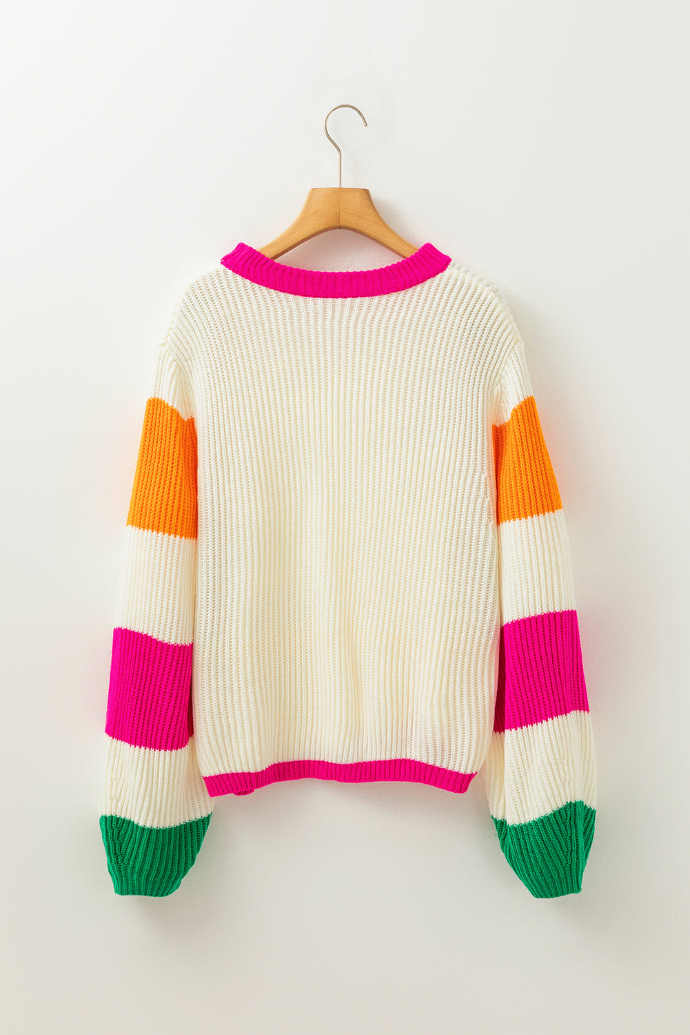 Pull ample en tricot torsadé à imprimé floral color block beige