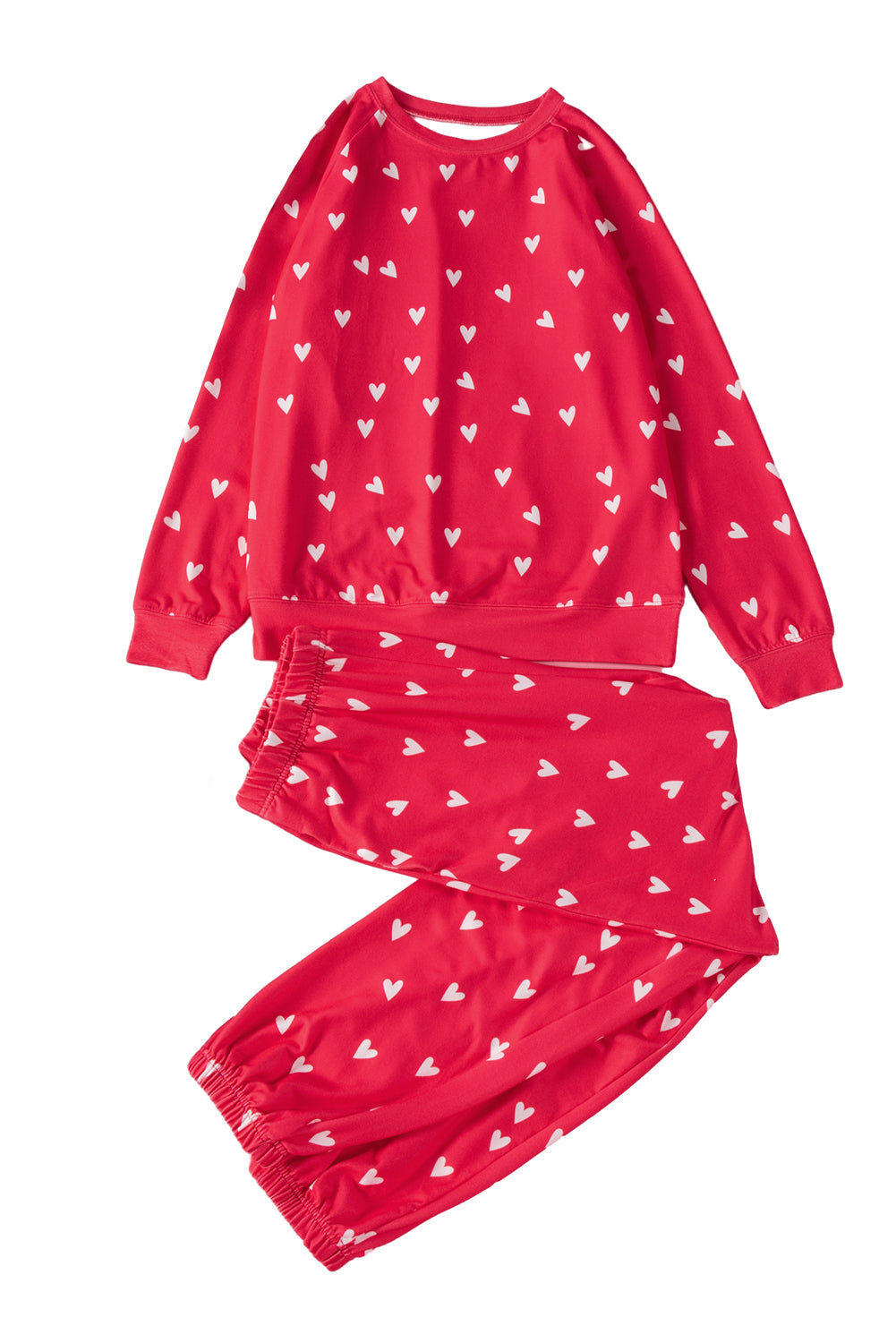 Fiery Red Valentines Heart Print Pants Set