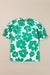 Flower verde blusa con mangas hinchadas *