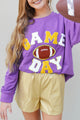 Tillandsia Purple GAME DAY Rugby Chenille Embroidered Sweatshirt