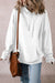 White thick hooded sweatshirt with kangaroo pocket and polar lined tightening cord