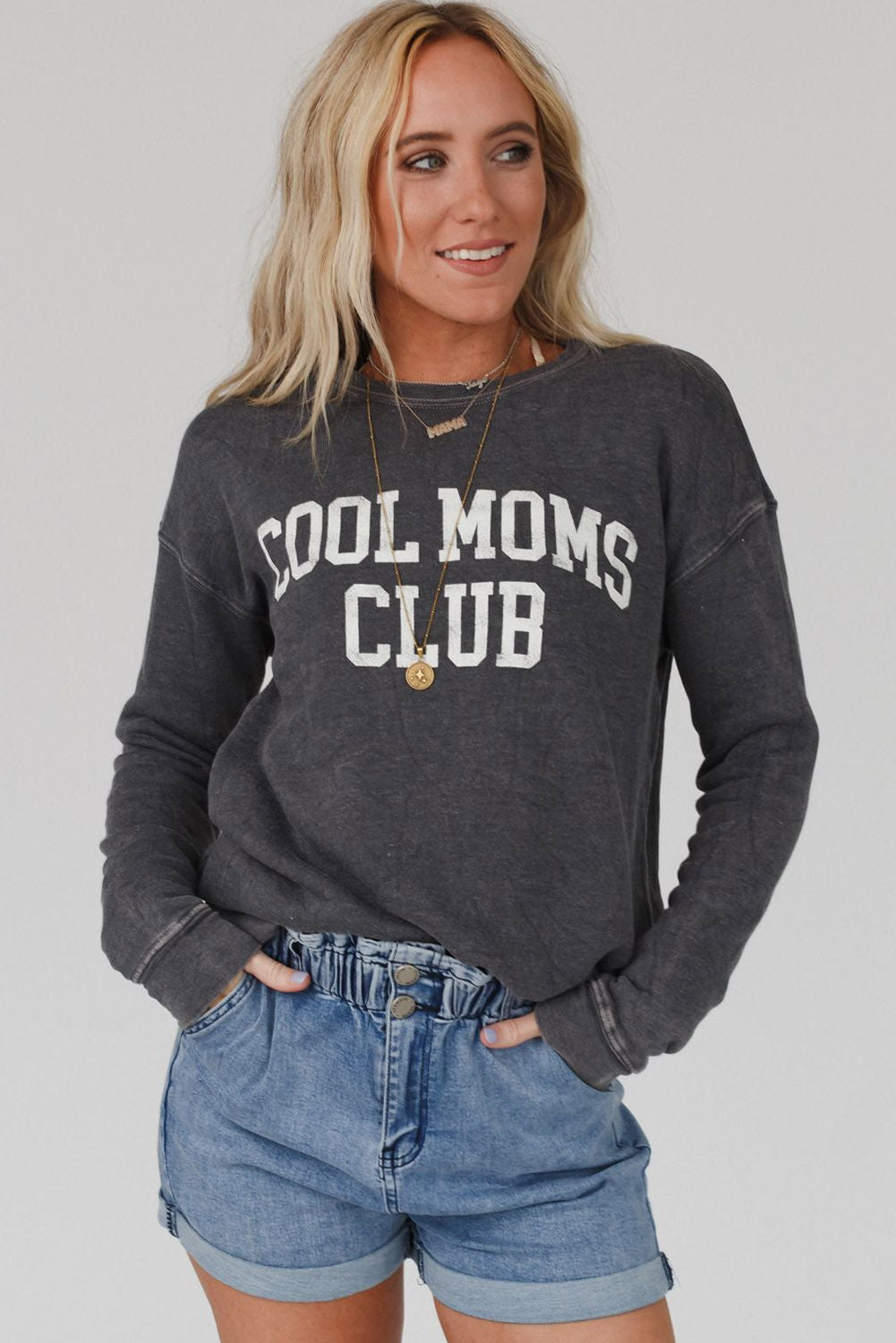 Gray COOL MOMS CLUB Drop Shoulder Sweatshirt