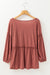 Puffy sleeve blouse and V -collar with tuffled ruffled in a solid mineral red colored