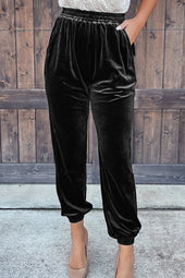 Pantalon de jogging en velours uni noir