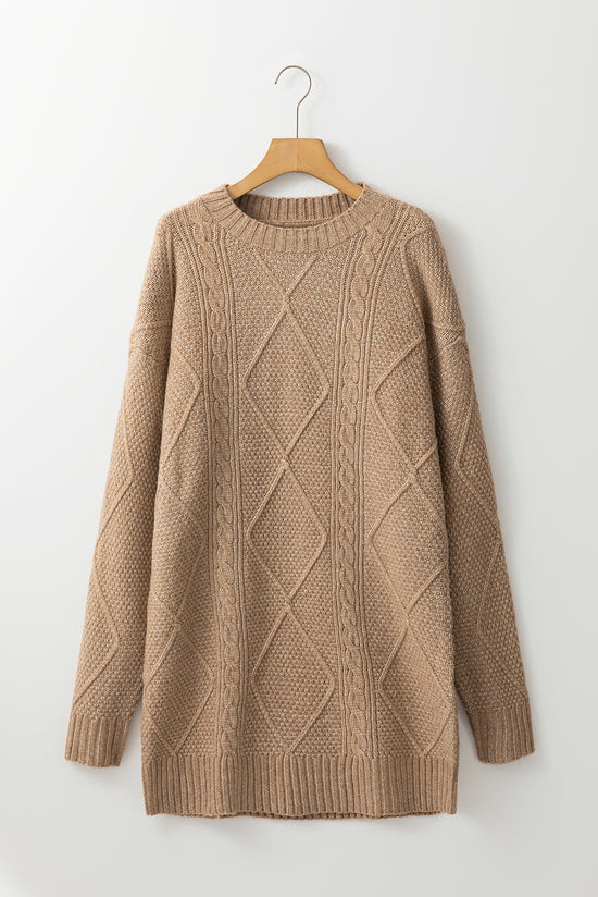 Larly knitted knitting sweater dress with drooping shoulder