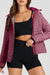 Burgundy solid color quilted zipped down jacket