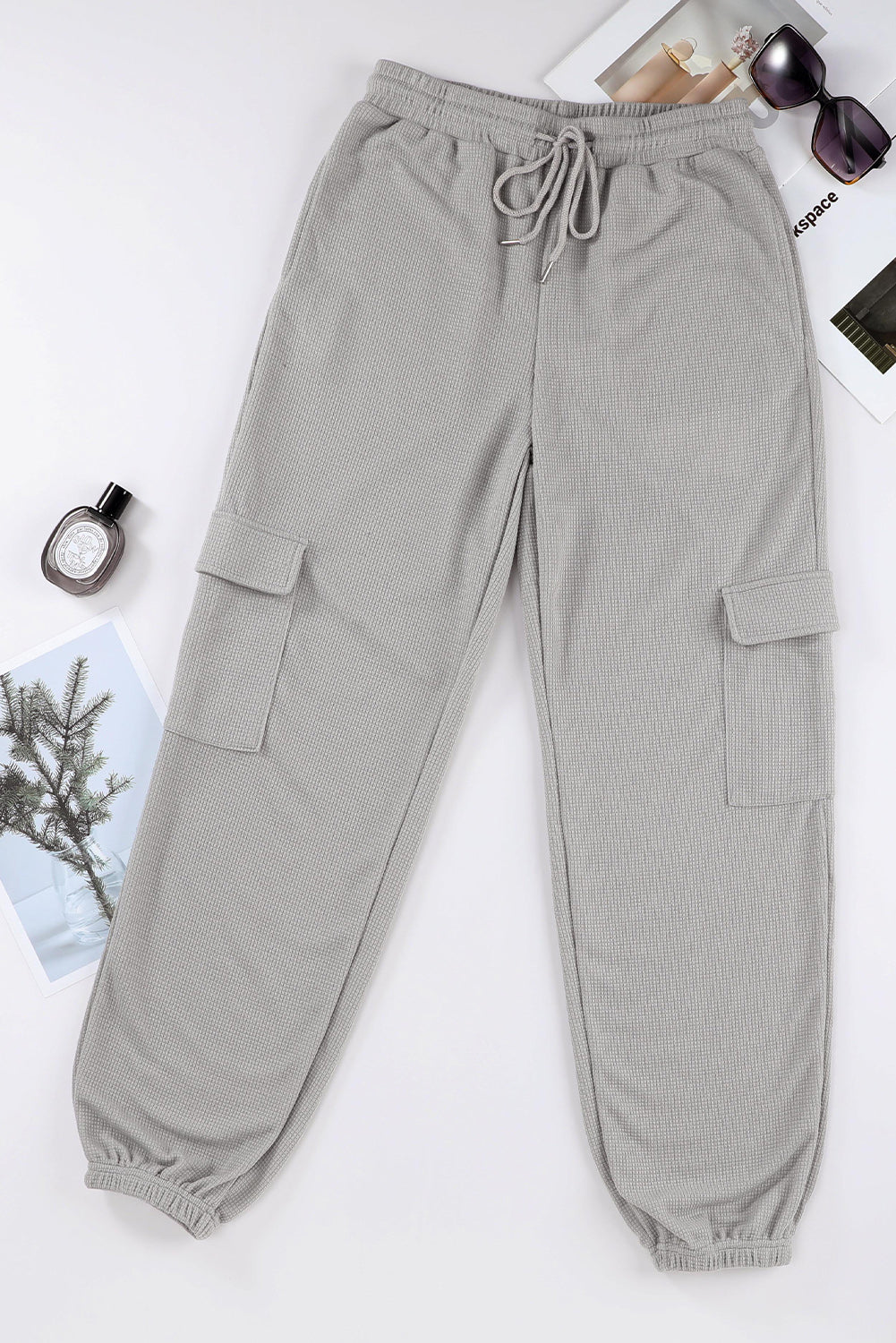 Texture gris Waffle Texture Cargo Pocket Jogger Pantalon