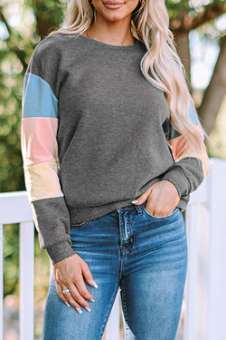 Grey Color Block Long Sleeve Sweatshirt