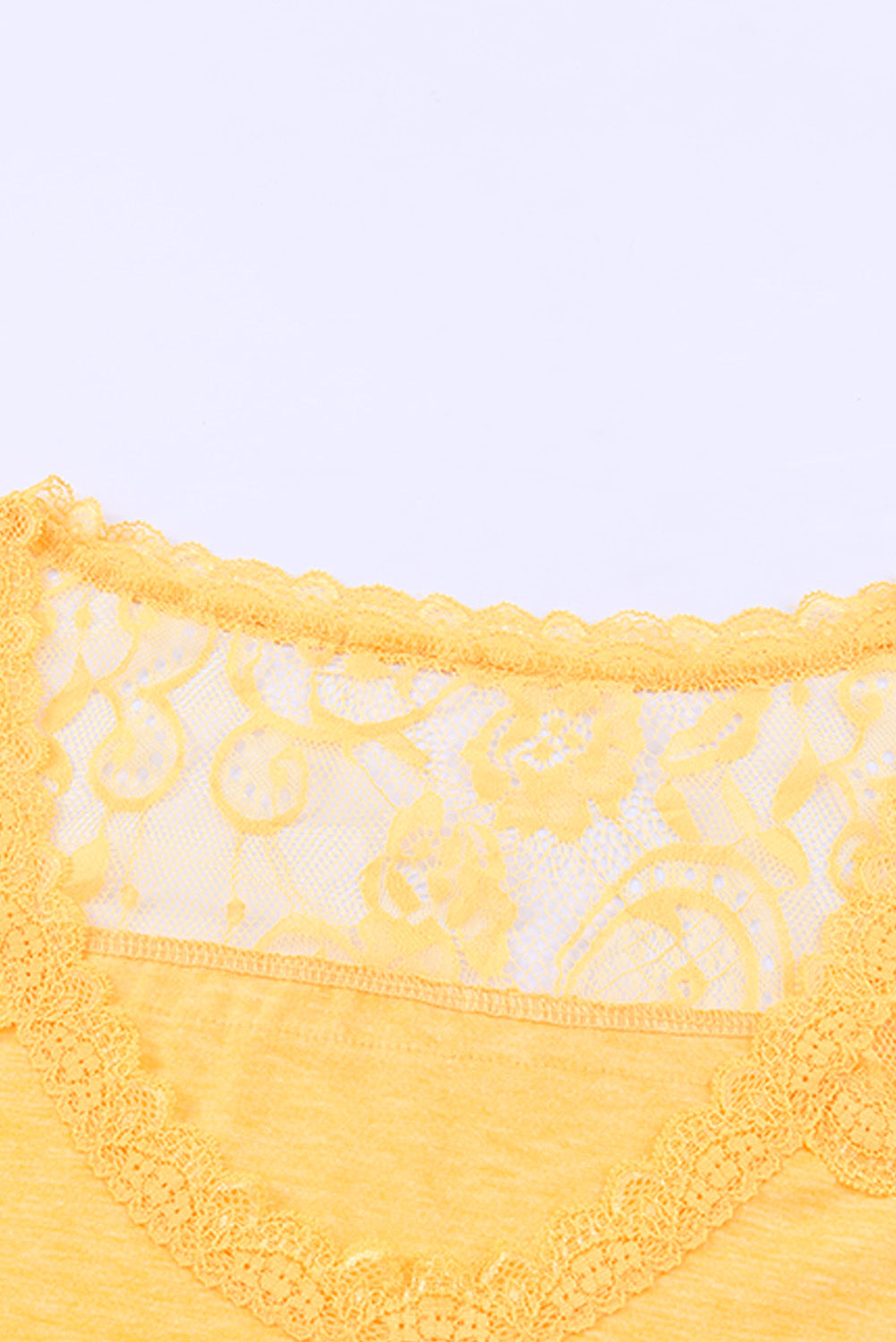 En dentelle jaune crochet à manches courtes U