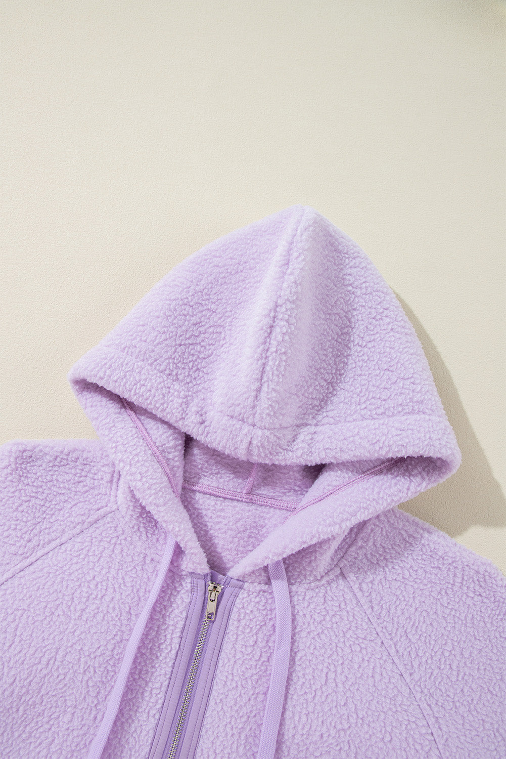 Lavendula Patch Pocket Pocket Fuzzy Trawstring Hoodie