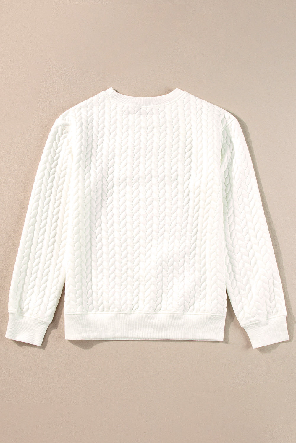 Sweat-shirt blanc en tricot torsadé brodé LUCKY Chenille