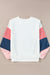 White long sleeve French Terry color block top