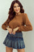 Brown puff sleeve sweatshirt with solid color quilting