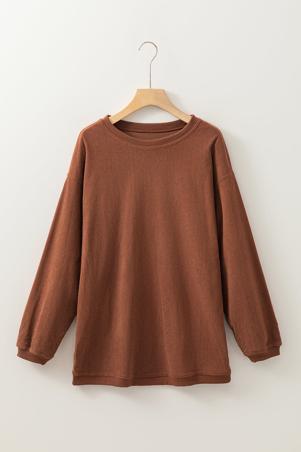 Sweat oversize en velours côtelé marron