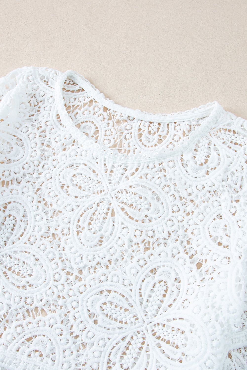 Bohemien de farine d'avoine Bohemian Macrame en dentelle Crochet Half Mancheve Blouse