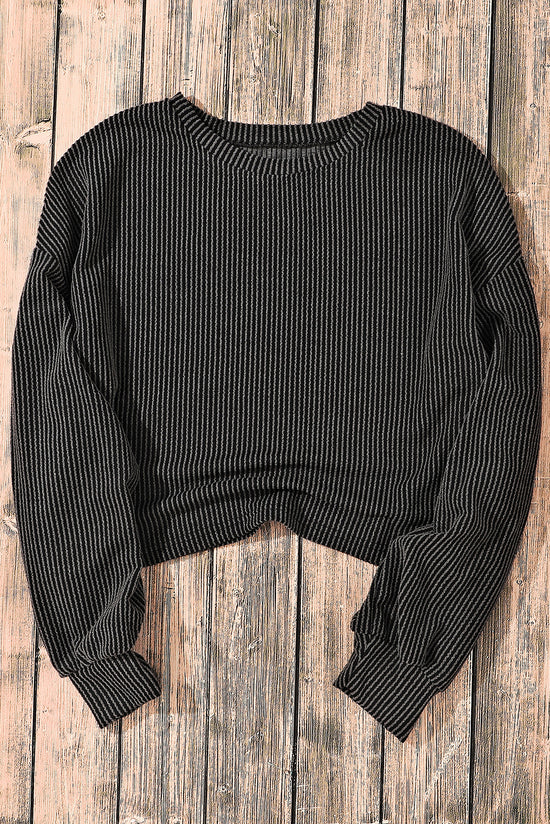 Long -sleeved casual high -sleeved top with black cord