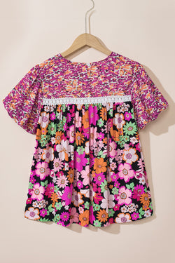 Blusa de impresión floral mixta *