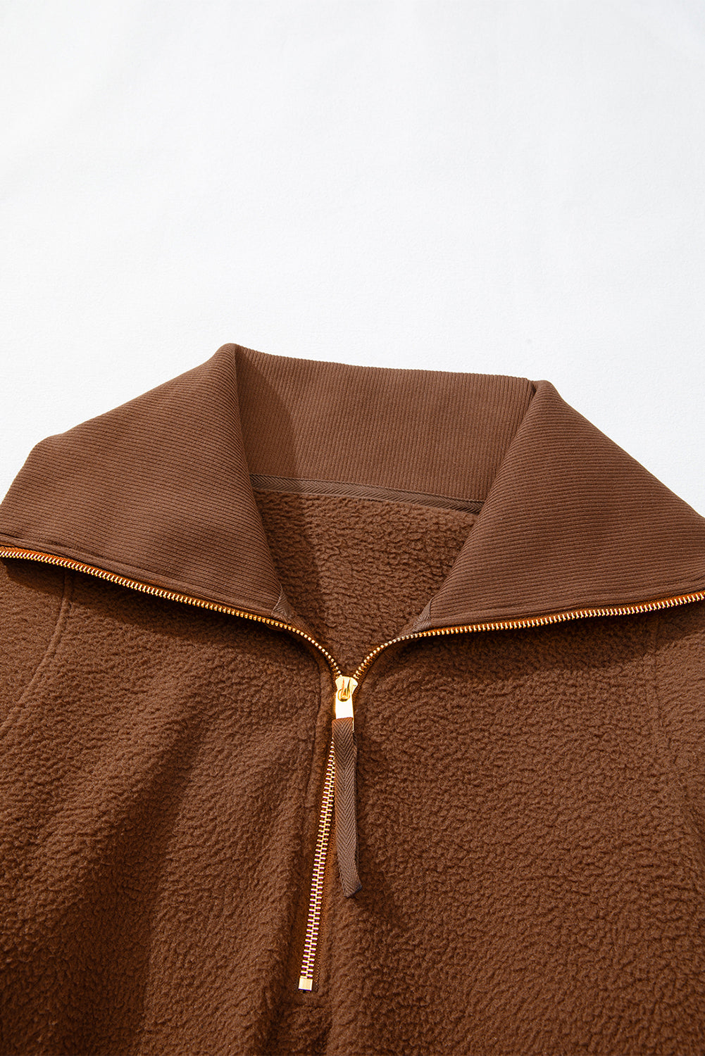 Sudadera halmon-zip marrón suave