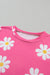 Camiseta de color redondo impreso rosa marguerite rosa