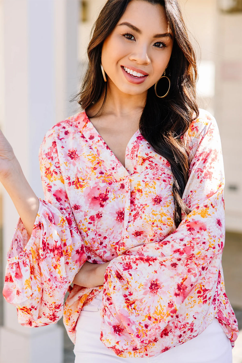 Chemisier rose à petites fleurs *-A WOMAN WE LOVE