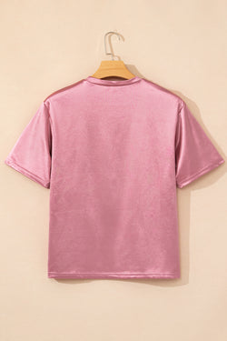 T-shirt coupe ample rose avec poche poitrine