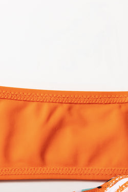 Carrot Ensemble de bikini dos nu à bordure contrastée tropicale 3 pièces avec cache-maillot