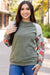 Long sleeve ribbed blouse and floral patchwork Laurel Green