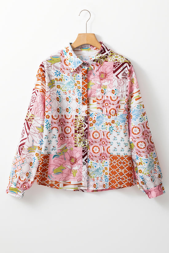 Rose abstract colored buttoned shirt