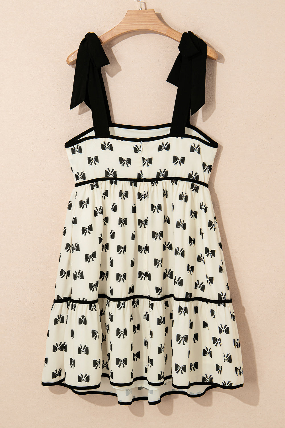 Robe taille haute à imprimé nœud et bretelles à nouer *