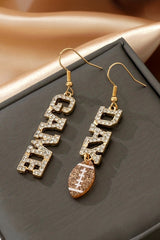 Boucles d'oreilles dorées en strass GAME DAY Rugby Football-A WOMAN WE LOVE