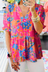 Blouse à col en V et manches bouffantes *-A WOMAN WE LOVE