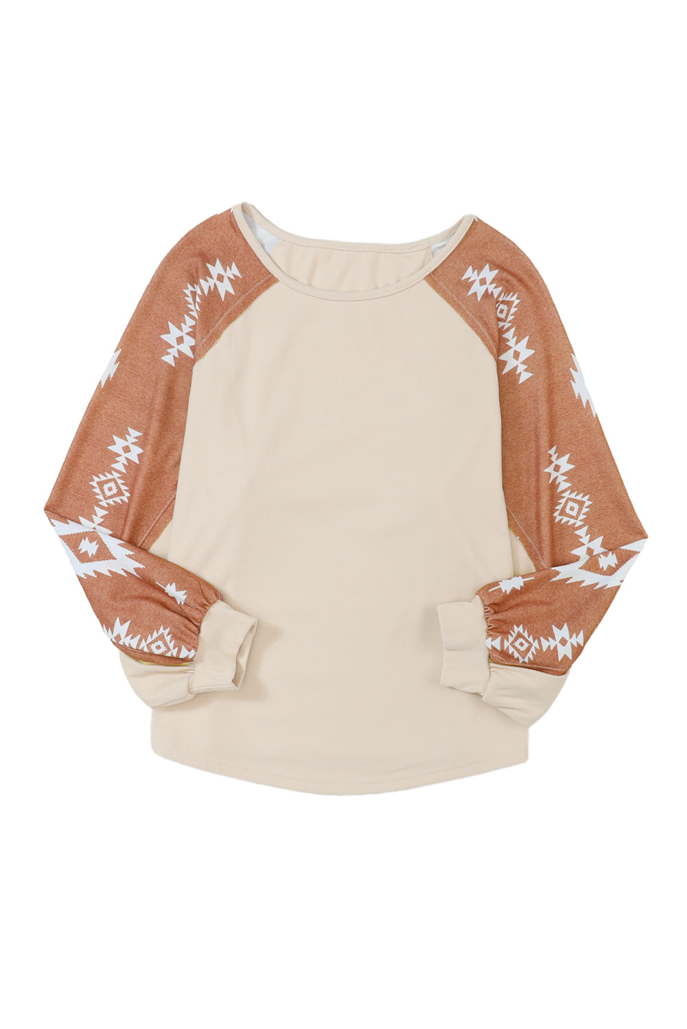 Apricot Western Print Patch Langschläfe Top