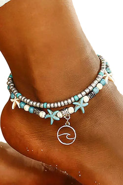 Pulsera de tobillo Double Blue Beach Sky