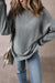 Middle-to-sloping gray oversized gray sweatshirt and side slit