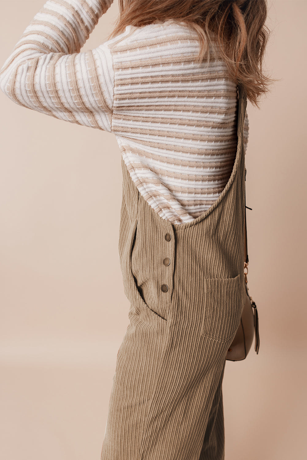 Gris Morn - Loose Corduroy Overalls with Solid Pockets