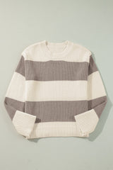 Pull ample à blocs de couleurs Simply Taupe