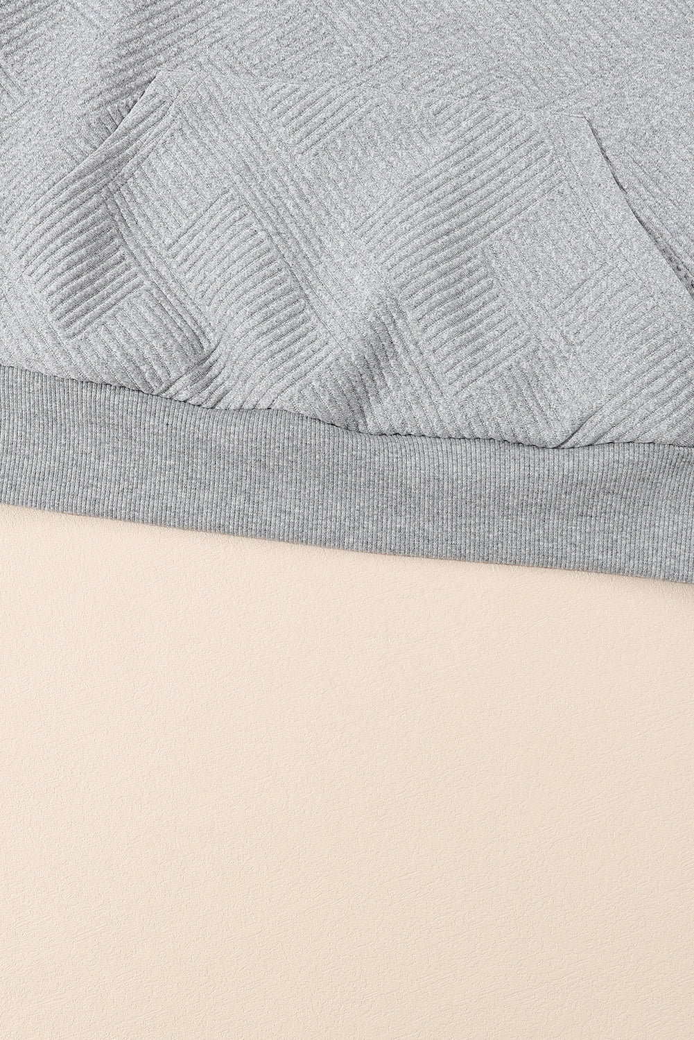 Light Grey Textured Knit Buttoned Kangaroo Pocket Sweatshirt