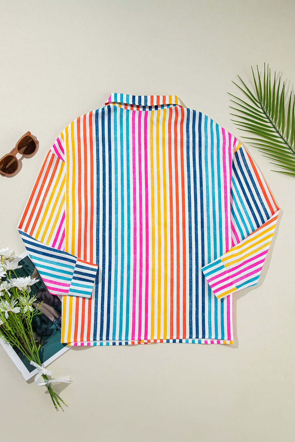 Camicia sciolta a goccia multicolore arancione