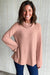 Pink Striped Long Sleeve Cowl Neck Loose Top with Side Slits