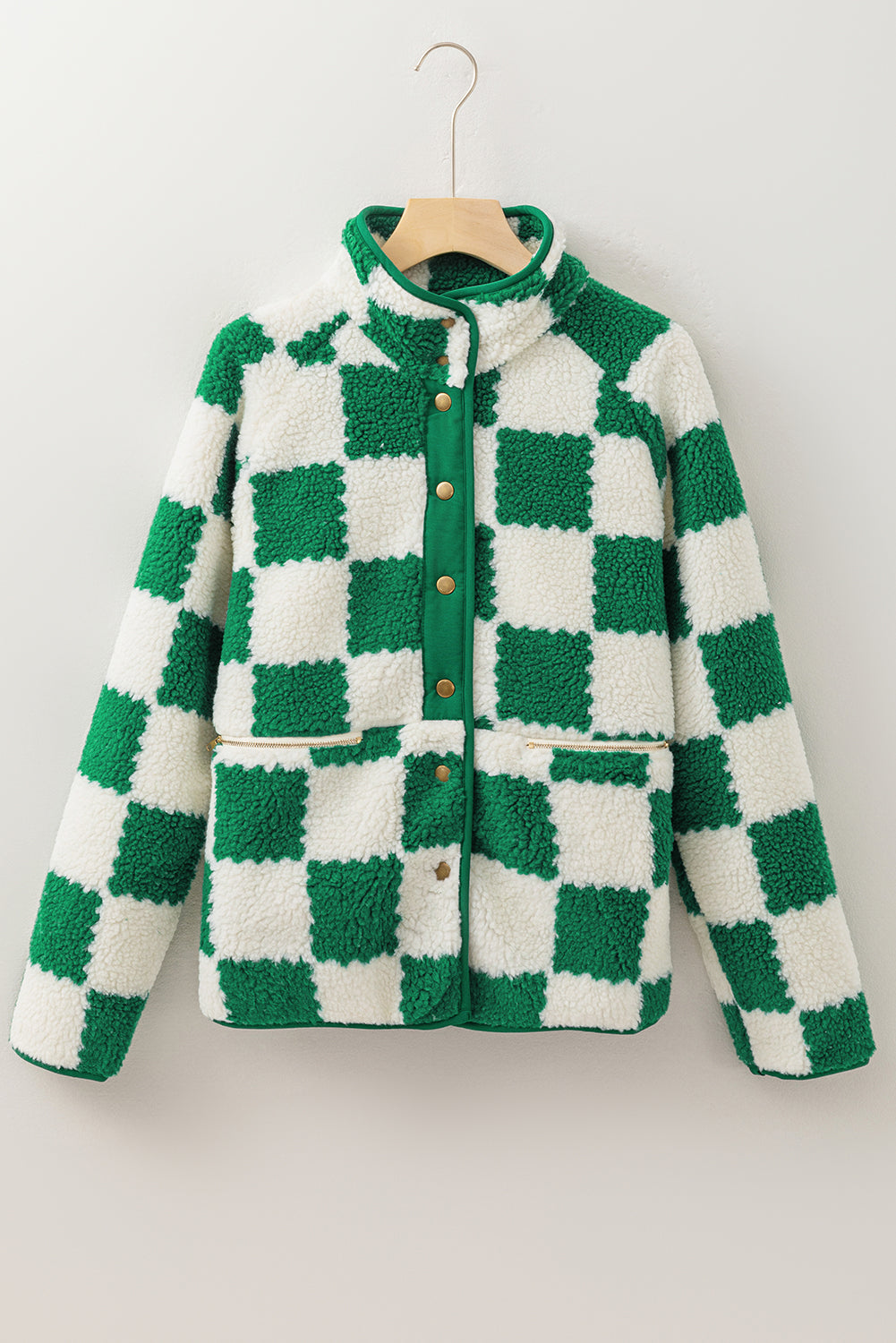 Lapis Snap Plaid Sherpa Jacket