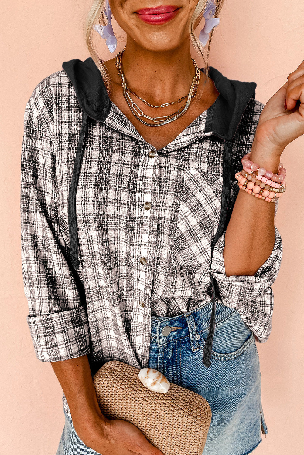 Bout buttoned hooded jacket *