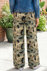 Pantalon ample multicolore camouflage à cordon et poches latérales